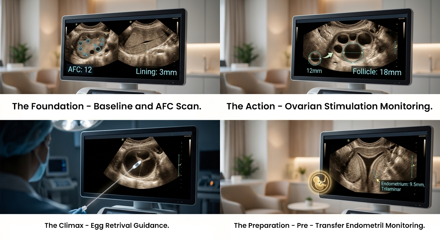 Transvaginal ultrasound guided egg retrieval procedure in IVF