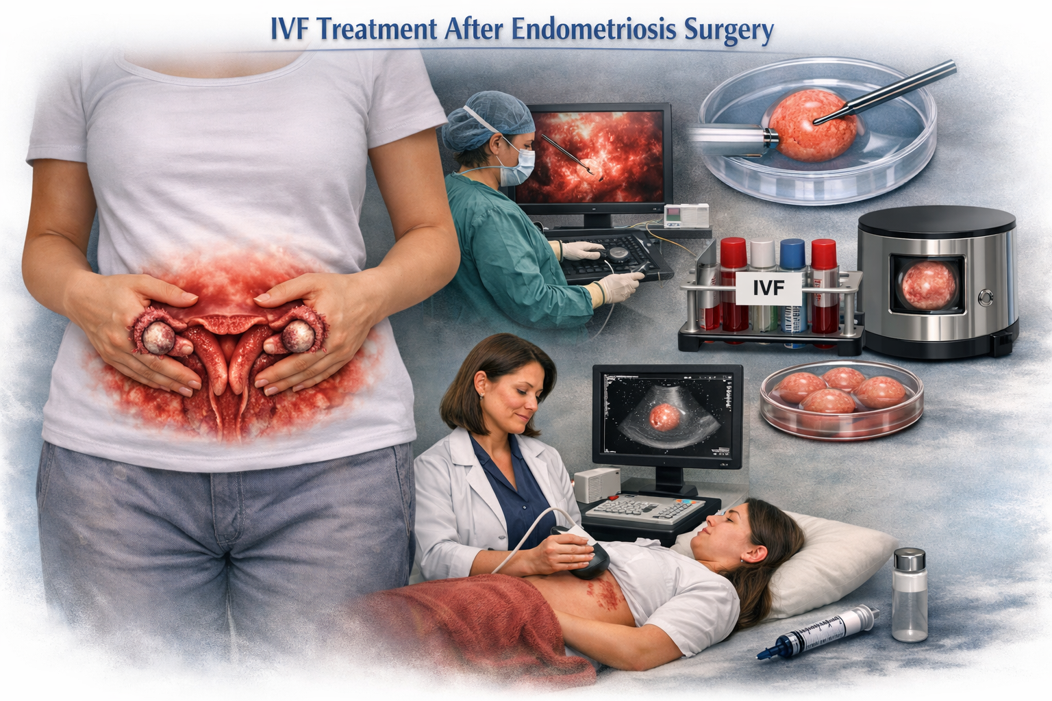 IVF treatment after endometriosis surgery concept