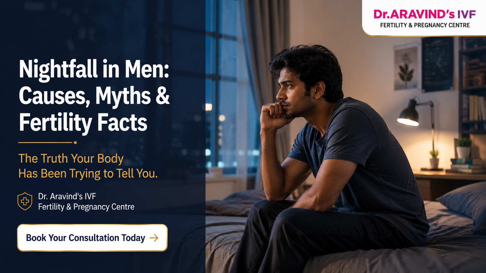 Young man seeking answers about nightfall in men at Dr. Aravind's IVF Fertility and Pregnancy Centre Chennai