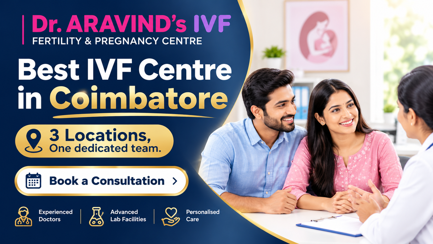 Best IVF centre in Coimbatore — Dr. Aravind's IVF Fertility & Pregnancy Centre, 3 locations