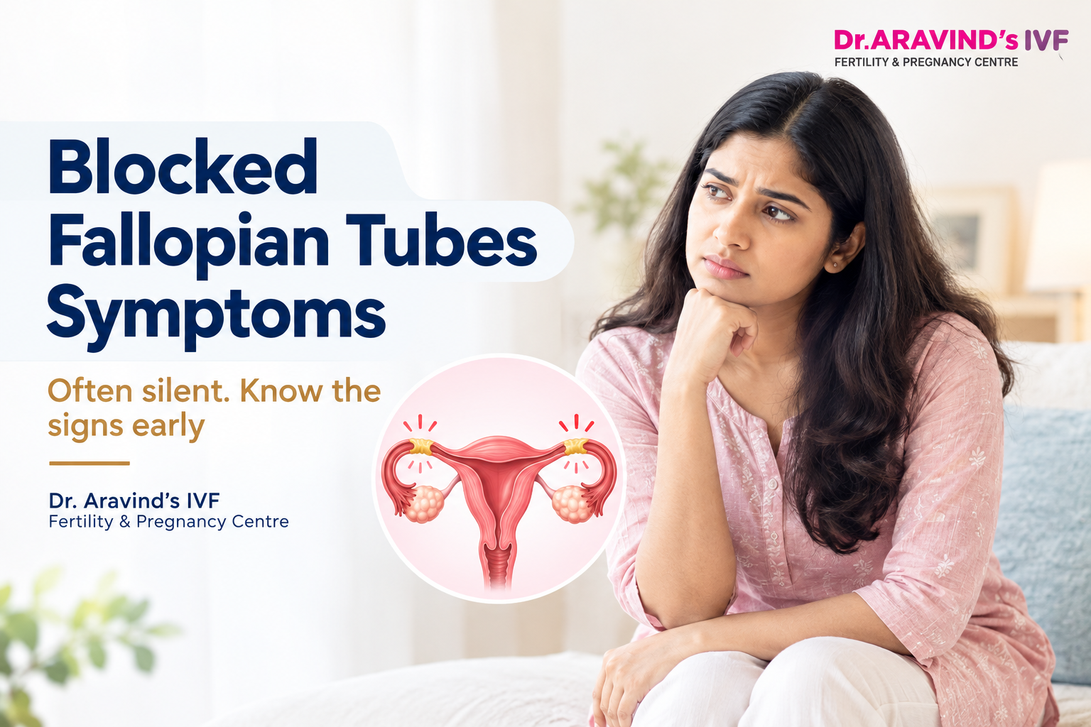 Blocked fallopian tubes symptoms, causes, and treatment explained by Dr. Aravind's IVF Fertility & Pregnancy Centre