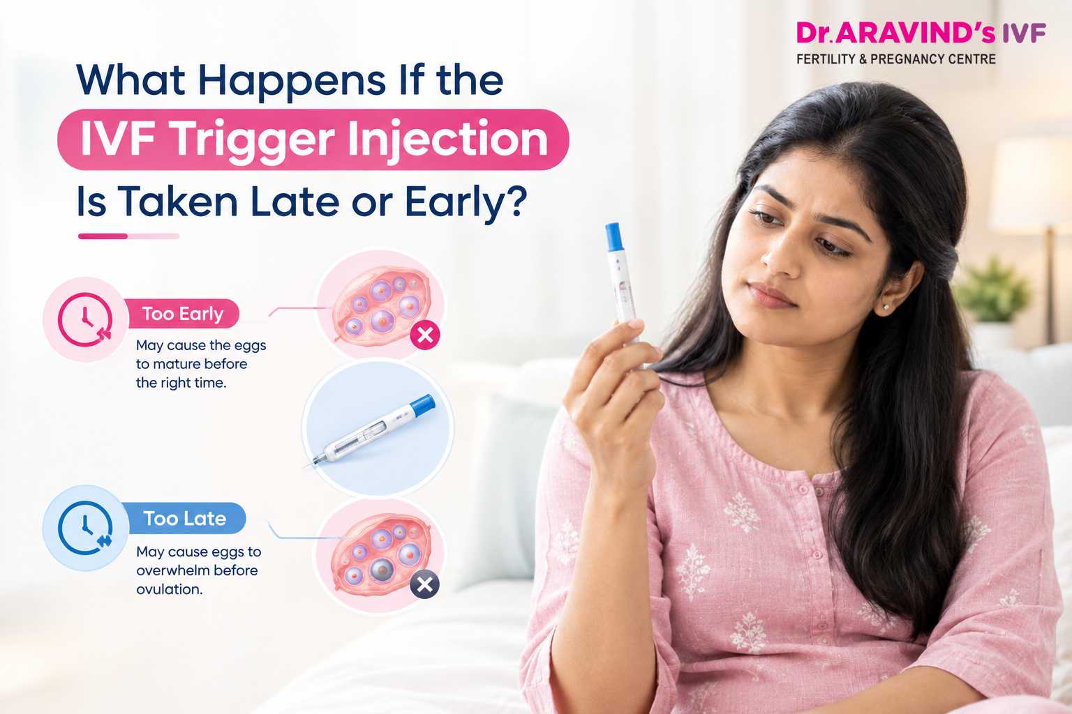 Fertility nurse explaining IVF trigger injection timing to a patient