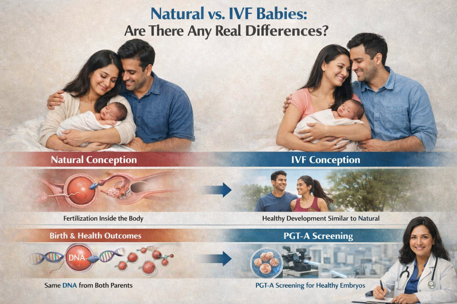 IVF vs natural conception diagram explaining fertilization differences