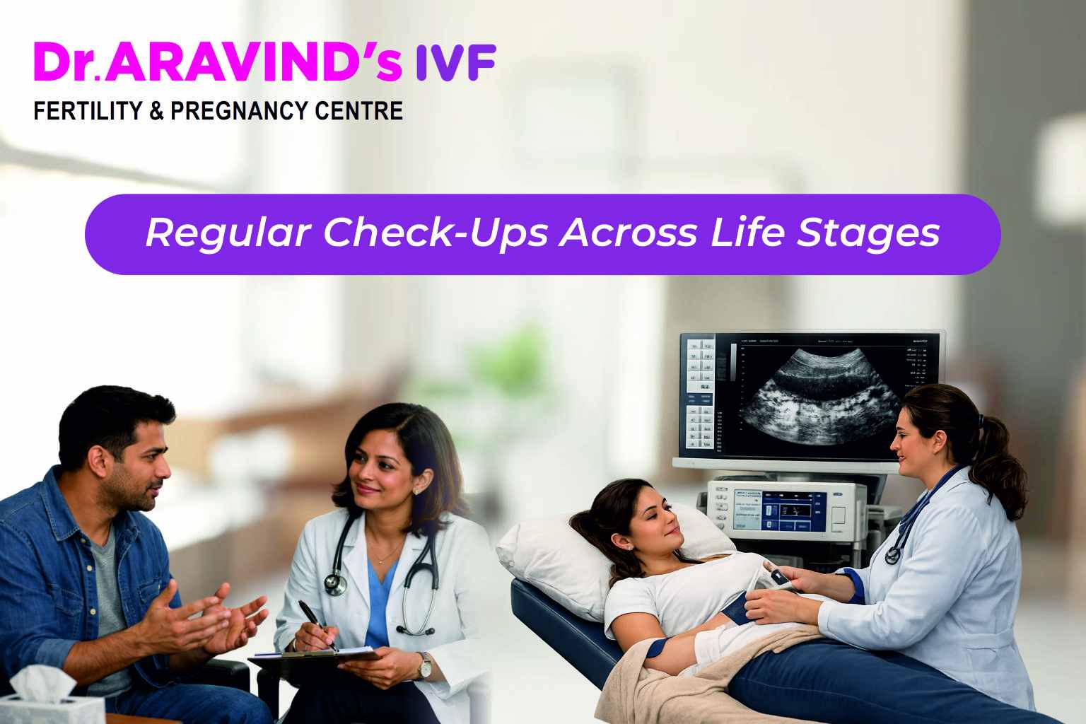 Doctor consulting couple about fertility health check-up