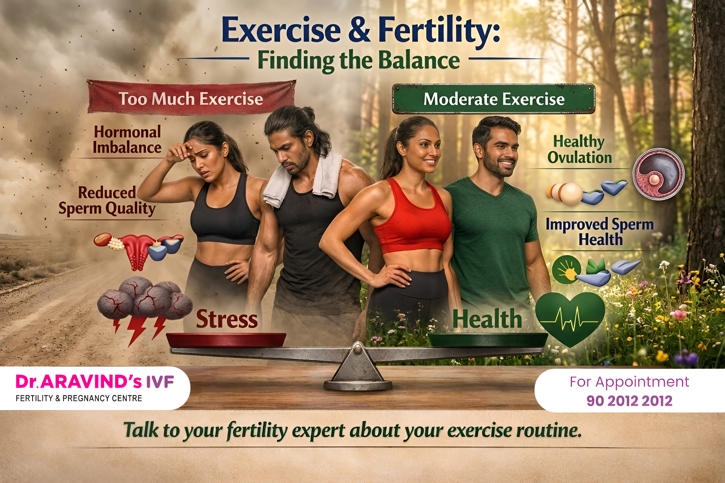 Couple doing light exercise for fertility health