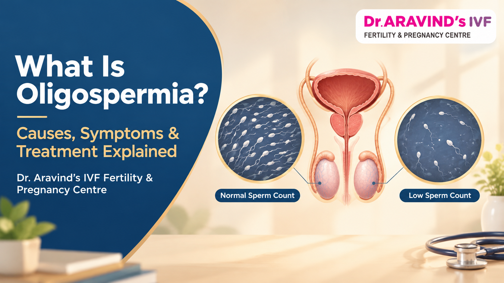 Oligospermia meaning, causes, and treatment explained by Dr. Aravind's IVF Fertility Centre