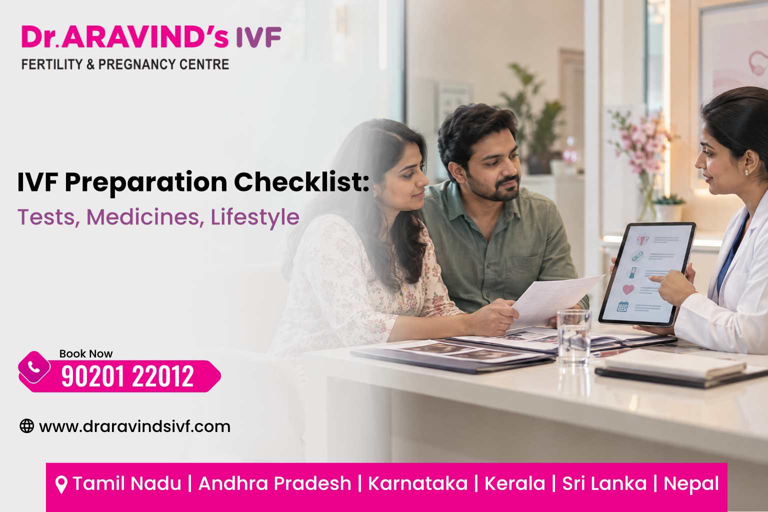 Couple attending a first IVF consultation with a fertility specialist